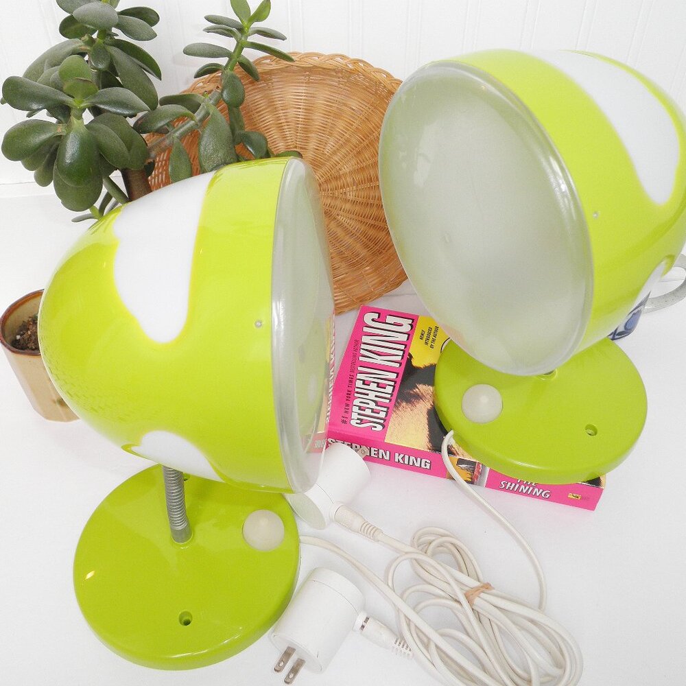 Vintage IKEA 2000s Skojig Lime Green Pair of Cloud Mushroom Lamps Mountable Y2K - Picture 7 of 9